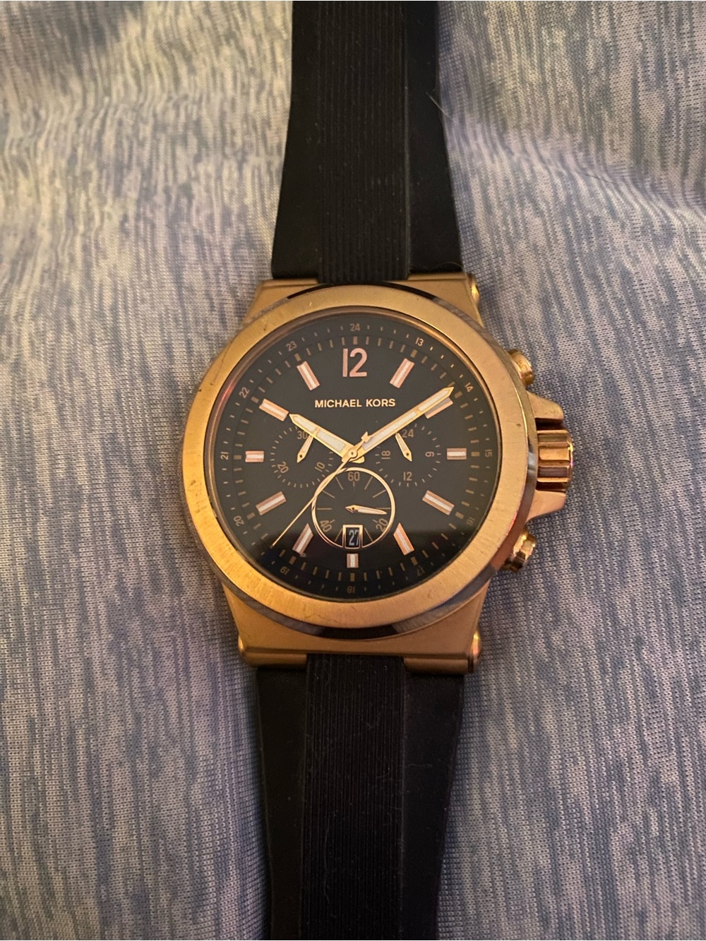 MK-8184 Men’s Michael Kors Rose Gold Buckle Watch w/Black Neoprene Band Analog